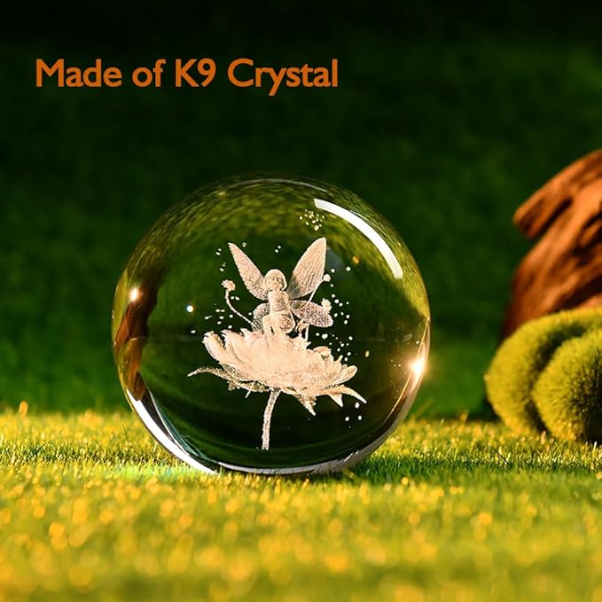 Fairy Gifts for Women 3D Fairy Crystal Ball Decor Ball Gift for Girls with LED Light Base