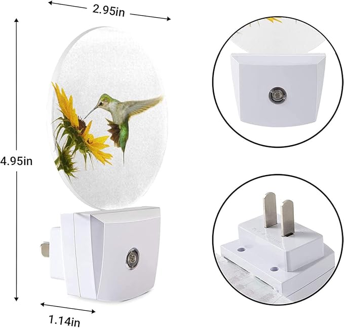 EKOBLA Hummingbird Plug-in Nightlights Bird and Sunflower Night Lights Plug into Wall with Dusk to Dawn Sensor LED Lighting for Living Room Kitchen Stairway Bathroom Bedroom