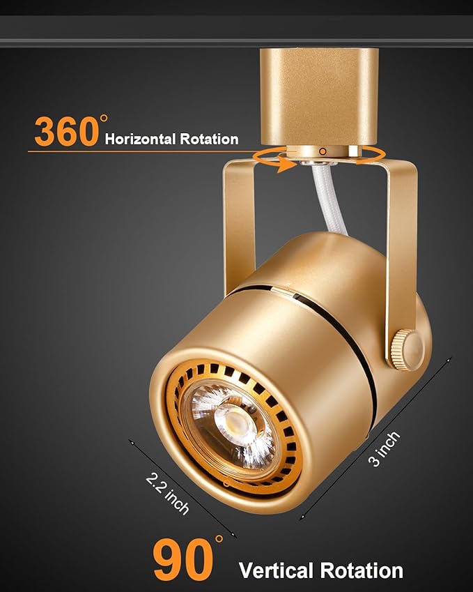 10W Dimmable Gold Track Lighting Heads H Type LED Track Light Replacement Fixtures Bright 4000K Cool White Ceiling Spotlight for Accent Task Art, Flicker Free CRI90+ 24° 1000lm, Pack of 16