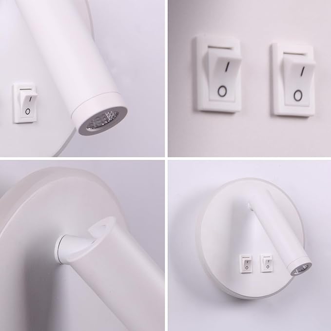Wall Wash Light White Bed LED with Interior Wall Adjustable Spotlight Reading lamp Wall lamp for Hallway Bedroom Stairs Hotels Indoor Bedside Lamp 3000K (3W + 9W)