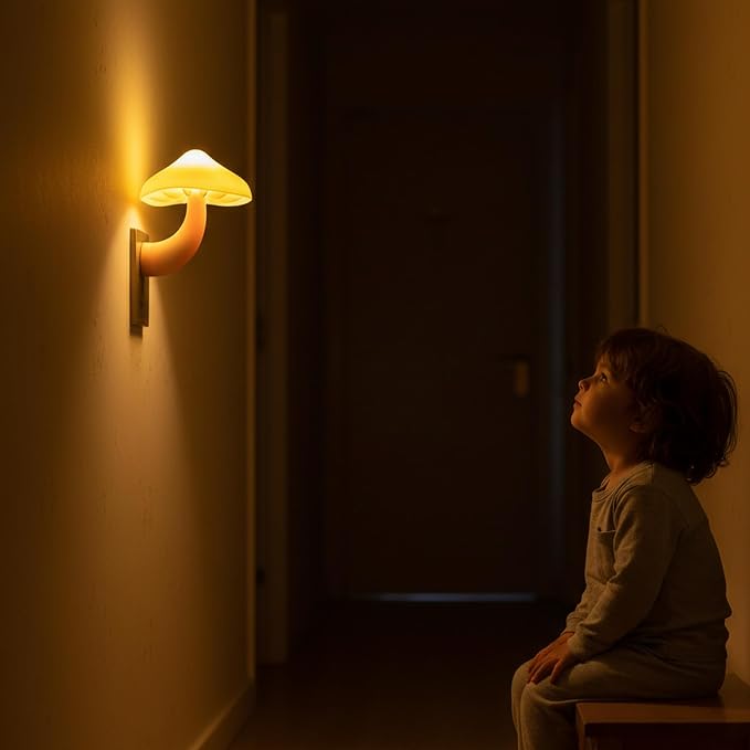 LED Mushroom Night Light Plug in Lamp, 2 Pack Light Sensor Night Lights Plug into Wall, Soft Warm Yellow Light Dusk to Dawn Night Light for Adults Kids Room Bedroom Bathroom Hallway Kitchen