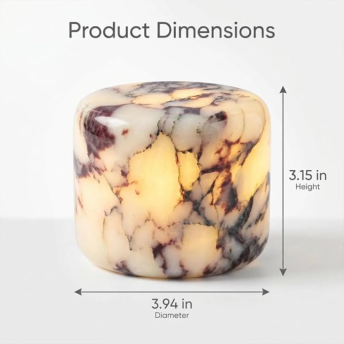 Marble Desk Lamp Touch Control Rechargeable Dimmable LED Light | Premium Natural Marble Base Sensitive Touch Control 3-level Dimming Eye-caring LED Night Light for Bedroom Ambient Decor
