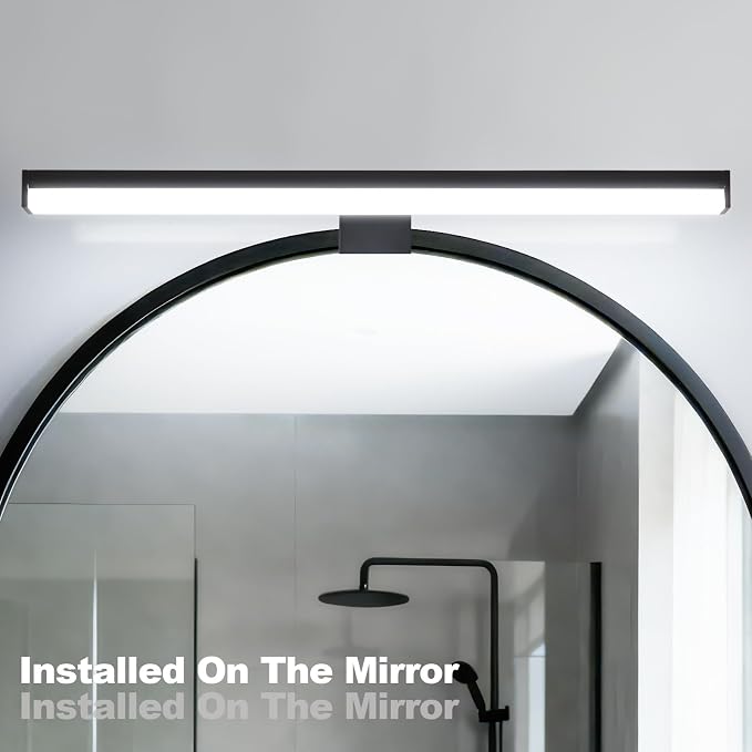 15" Plug in Bathroom Light Fixtures,Vanity Lights Bar,Picture Light | Modern Black,Non-Dimmable,6700K,with Switch,LED,Over Mirror,Wall Lights,Make up light,for Bedroom/Art/Poster/Cabinet