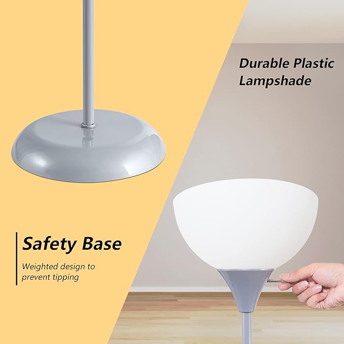 Floor Lamp, Standing Lamp, Modern Floor Lamps with Drop-Resistant White Lampshade, E26 Socket, Industrial Floor Lamp for Living Room Bedroom Study Office