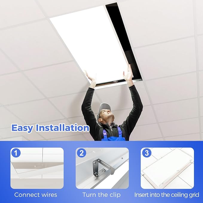 2x4 LED Flat Panel Light, 9100LM Recessed Drop Ceiling Light 48Pack | 0-10V Dimmable,Selectable 5 CCT 3000K/4000K/5000K/5700K/6500K, 5 Wattages 30W/40W/50W/60W/70W, for Office and Kitchen