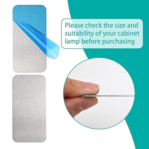 16pcs Under Cabinet Light Magnetic Strip, Adhesive Metal Plates for Magnets, Magnetic Strips with Adhesive Backing for Kitchen Stairs Closet and Bedroom (Not Magnets)
