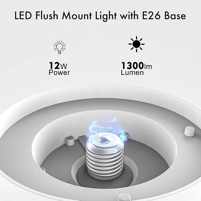 Lightdot 2 Pack 7” Modern LED Ceiling Light with Pull Chain 12W 4000K, 1300lm, 125W E26 Bulb Replacement, Energy Saving Flush Mount Lighting for Closets/Bedroom/Corridor