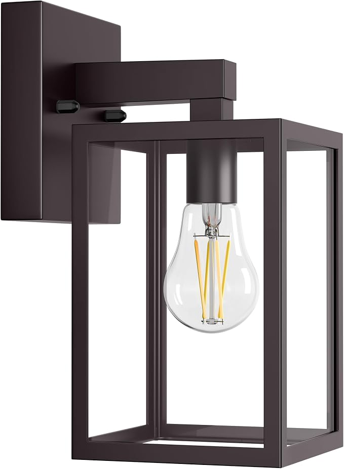 Outdoor Wall Lantern, Waterproof Exterior Wall Sconce Light Fixture, Dark Chocolate Front Door Lamp, Anti-Rust E26 Socket Porch Lighting