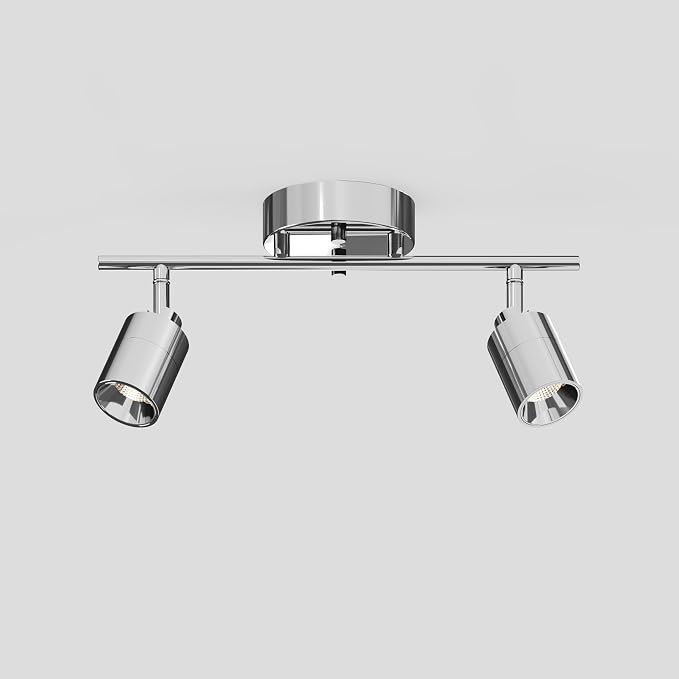 Shura Chrome 2-Light Track Light with Rotatable Heads, Integrated LED Bulbs, 15 in. Track Lighting Kit, 3000k, 1120 Lumens