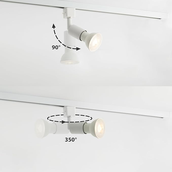 mirrea L Type Track Lighting Head to E26 Medium Screw Base Adapter Light Direction Adjustable Pack of 3 (White)