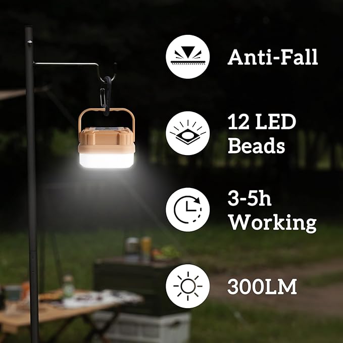 4 Packs Rechargeable Camping Lights LED Camping Lantern | 300LM, 3 Light Modes, Portable IP53 Waterproof Tent Lights for Camp, Outdoor,Hiking, Fishing,Emergency Outage