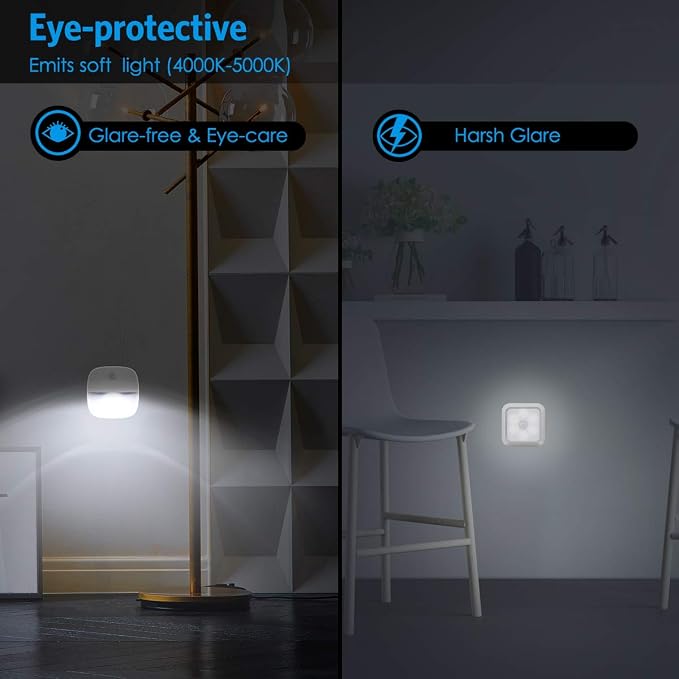 AMIR Upgraded Motion Sensor Stair Light Indoor (White - Pack of 3) | Battery Operated, Cordless Stick-On LED Night Light for Closet, Hallway, Bathroom, Kitchen, Cabinet, Energy Efficient