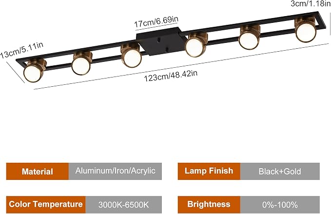 Garwarm 48 Inch Modern Dimmable LED Track Lighting with Remote, Flush Mount | Low-Profile Linear Ceiling Light with 270° Adjustable Heads for Kitchen Island, Dining Room, Bedroom, Office, Living Room