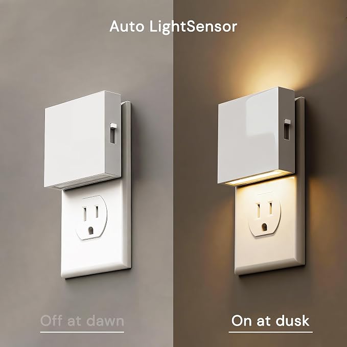 L LOHAS LED Night Light,Night Lights Plug into Wall,Dusk to Dawn Sensor | 0-100LM Stepless Dimmable Brightness,3000K Soft White,Foldable Night Lights for Travel Bathroom Hallway