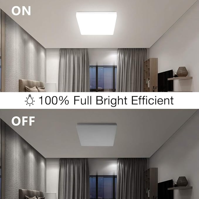 OOWOLF 2Pack 25W 5000K LED Flush Mount Ceiling Light Fixture Ultra Slim, 12inch Waterproof Bathroom Square LED Ceiling Lamp Fixture Without Flicker, 85Ra+ Daylight White for Kitchen Bedroom Hallway