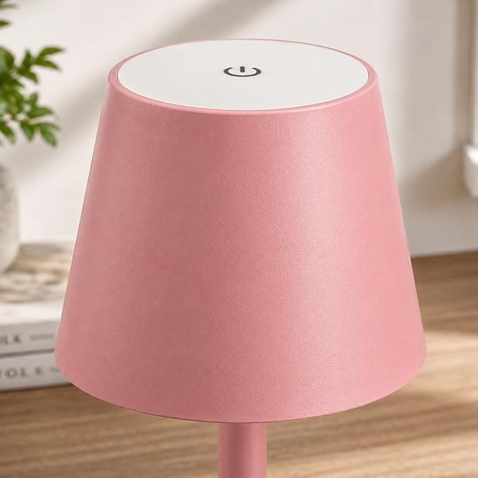 Yogaret Pink Cordless Table Lamps, 6000mAh Rechargeable Battery, 2 Pack | Portable table lights set of 2 wireless battery operated lamps for indoor tables, patio, restaurant, dinner and kitchen use
