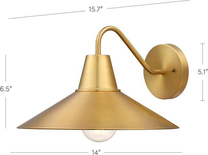 Nathan James Zemi Mid-Century Modern Indoor Vintage Wall Sconce, Living Room Wall Sconce or Bedside Wall Lamp, Vintaged Brass Wall Light