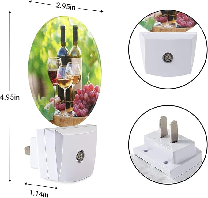 EKOBLA Autumn Harvest Night Light, Wine and Grapes Night Lights Plug Into Wall with Dusk to Dawn Sensor, 0.5W Sleep Friendly for Home Decor