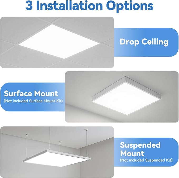 CycevSun 2x2 LED Flat Panel Light Drop Ceiling, 30/40/50W, 5500LM, 16-Pack | 4CCT 3000K 4000K 5000K 6000K Switchable, 0-10V Dimmable, 100-277V, ETL, Office, Classroom, Commercial