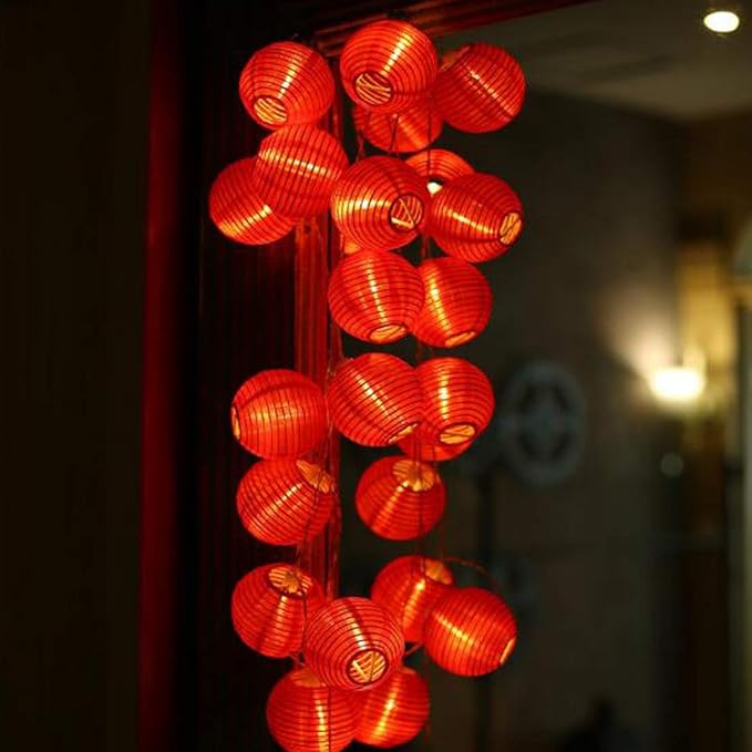 Red Lantern String Lights 9.8ft 20 LEDs Battery Operated with Remote Control Hanging Lanterns String Lights for Chinese New Year,Spring Festival,Wedding,Party Decoration,Christmas