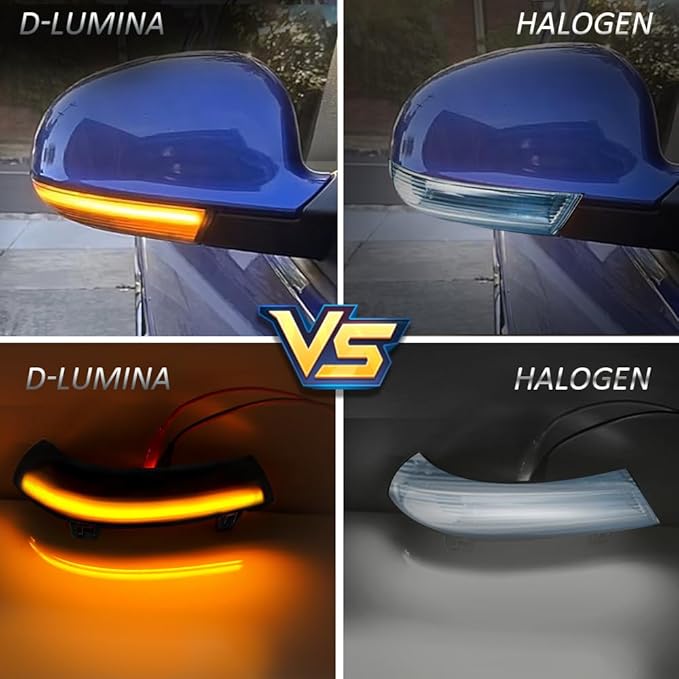 D-Lumina Sequential LED Side Mirror Turn Signal Lights Smoked Lens for VW Golf 5 EOS GTI Jetta MK5 Passat B5.5 B6 R36 Sharan Skoda Superb B5, Dynamic Indicator Mirror Marker Blinker Light, Pack of 2