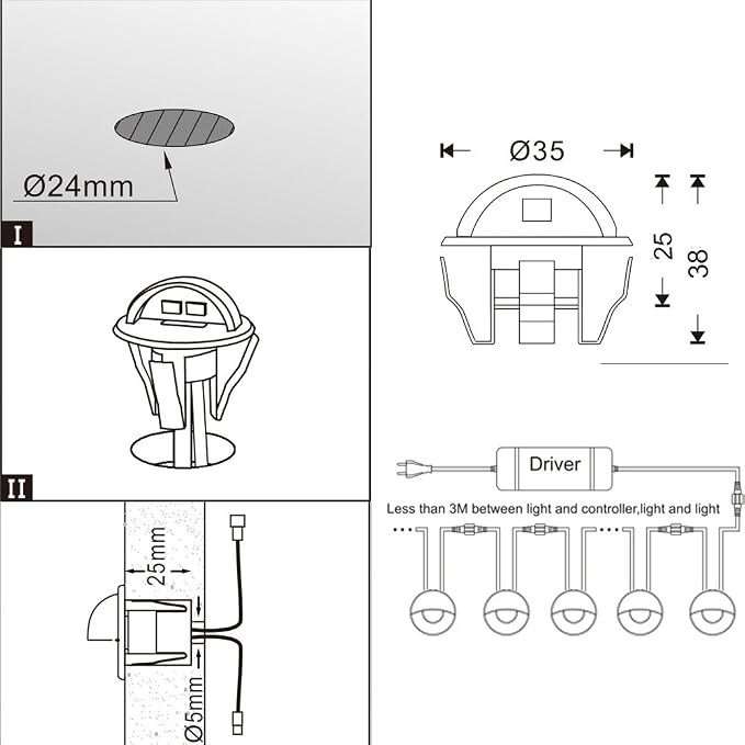 10 Pack Low Voltage Deck Lights kit, Φ1.38 Cold White LED Lighting Bronze | IP65 waterproof, Half Moon Shape Design, Outdoor Decoration Fit for Step Stair Garden Yard Landscape Pathway