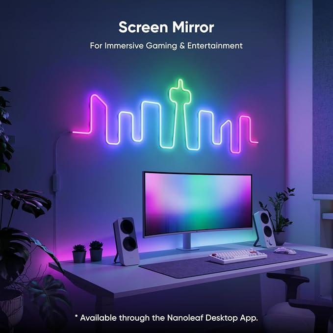 Nanoleaf Smart Rope Light, Works with Matter, Alexa, Google Home, 16.4ft | LED Multicolor Neon Rope Light, DIY Strip Lights with Music Sync for Wall, Bedroom, Gaming Room