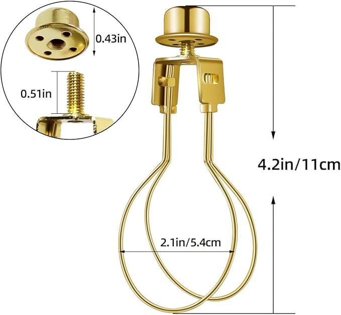 Lamp Holder for Clip-on Light Bulbs with Levellers, Include Finial - DIY Adapter for Shades (1 Pc, Gold)
