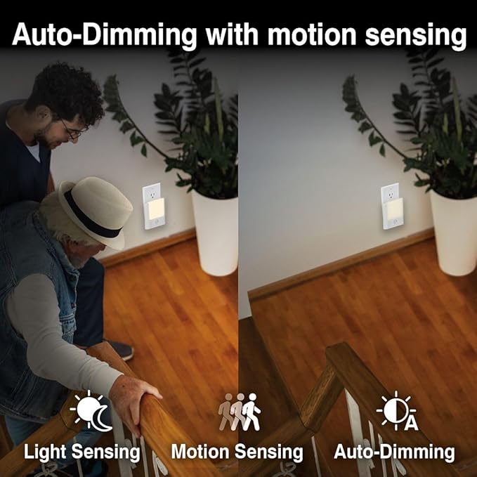 Camelion 3-in-1 Emergency Light, Power Outage Night Light, 4-Pack | Rechargeable Plug-in LED light,Battery Backup, Dusk to Dawn Motion Sensor,Power Failure,Hurricane Ready,ETL Safety Certified