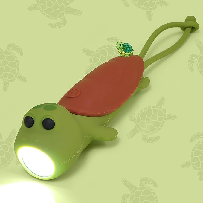 Silicone Turtle Rechargeable Flashlight, Dimmable Hanging Night Light for Camping, Night Walks and Home Use, Animal Themed Themed Portable Torch