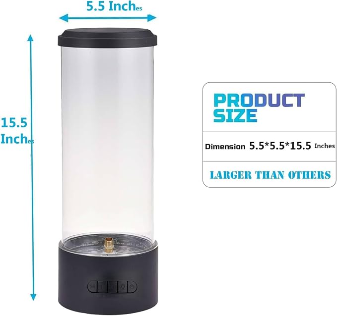 COLORLIFE Sensory Bubble Tube Table Lamp – Extra Large 5.5-Inch Diameter, Calming Aquarium Effect with Lifelike Fish, Ideal Gift for Autism & Anxiety Relief, Kids Room, Sensory Room, Bedroom, Office
