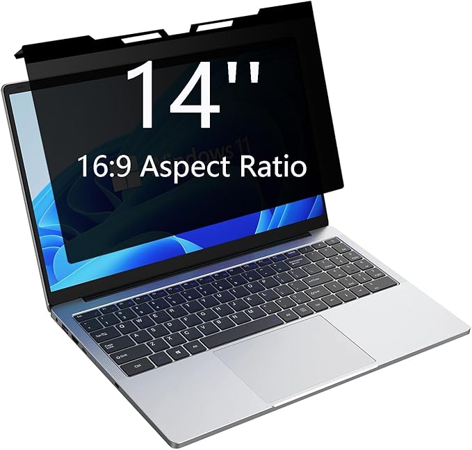 Laptop Privacy Screen 14 Inch Anti Blue Light Screen Protector, Laptop Screen Privacy Shield - 16:9 Aspect Ratio Hanging Style