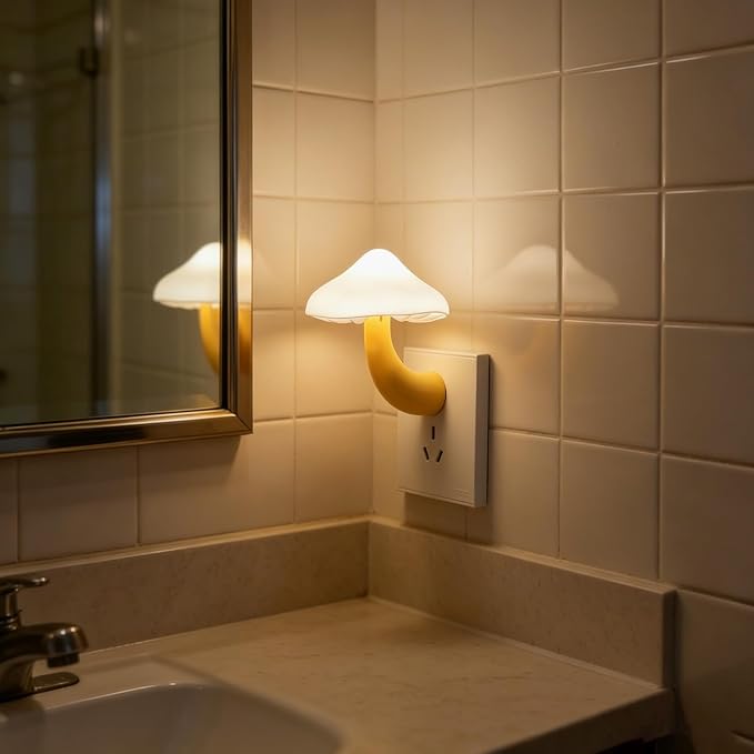 LED Mushroom Night Light Plug in Lamp, Light Sensor Night Lights Plug into Wall, Dusk to Dawn Sensor Night Light for Adults Kids Room Bedroom Bathroom Hallway Kitchen (3, Warm White)