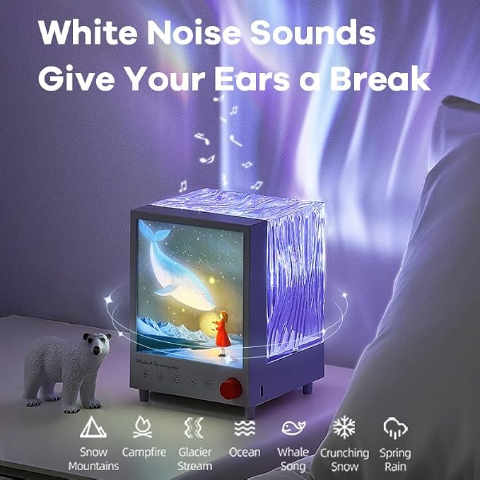 ELITUN Aurora Lights Northern Lights Projector for Kids Teen Girls Gifts | 7 Colors Mood Lighting Ambient Lighting Ocean Lamp for Bedroom Decor, Buletooth Speaker,7 White Noises, Birthday Gift