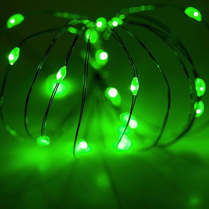 4 Pack Fairy Lights Battery Operated Halloween String Lights Timer Green | Each 16FT 50 LED, Bendable Cuttable Waterproof Wire, Fairy Lights Battery for Indoor Outdoor Halloween Eve Party Home Decor