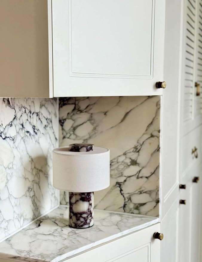 BSOD Marble Lamp, Stone Table Lamps Rechargeable Modern Decorative Touch Dimmable Cordless Luxury Design Bedside Lamp for Home Decor, Bedroom, Living Room & Office (Rechargeable Calacatta Viola Lamp)