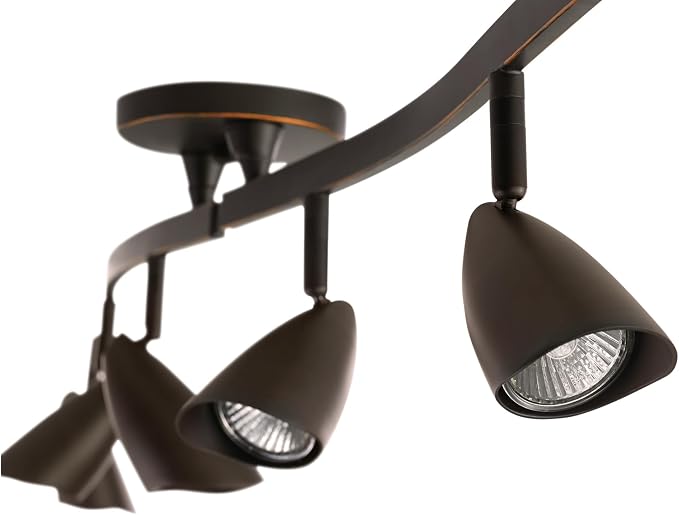 Globe Electric 59376 Grayson 6-Light Adjustable S-Shape Track Lighting, Bronze Color, Oil Rubbed Finish