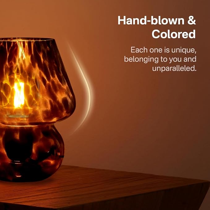 Mushroom Lamp Small Lamp Table Lamp for Bedroom, Desk Bedside Lamps for Living Room,Mushroom Decor Cute Mini Modern Mid Century Lamps for Night Stands,Aesthetic Home Decor (Flame Black)