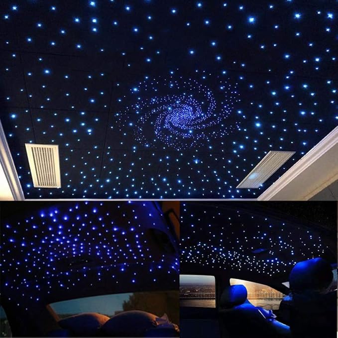 AKEPO Upgraded Car Home APP Fiber Optic Lights kit 10W RGBW Twinkle + Music Effect Star Ceiling Sky Light, Optical Fiber Cable 450 Strands 0.03in/0.75mm 9.8ft/3m+ 28key RF Remote Control