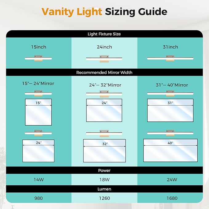 Brushed Nickel Vanity Light 31.5", 24W LED Dimmable Bathroom Light Bar with Adjustable Angle & 5CCT – Modern Long Wall Fixture for Bathroom, Powder Room, Bedroom, Apartment, Hotel