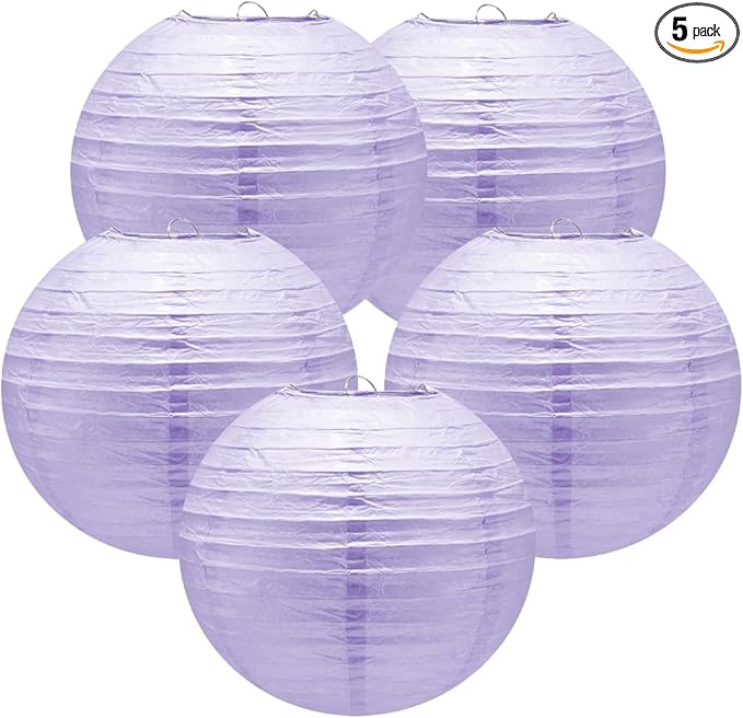 8 Inch Purple Paper Lanterns for Graduation Decorations 2025 Birthday Party Bachelorette Engagement Wedding Baby Shower(Set of 5, Purple)