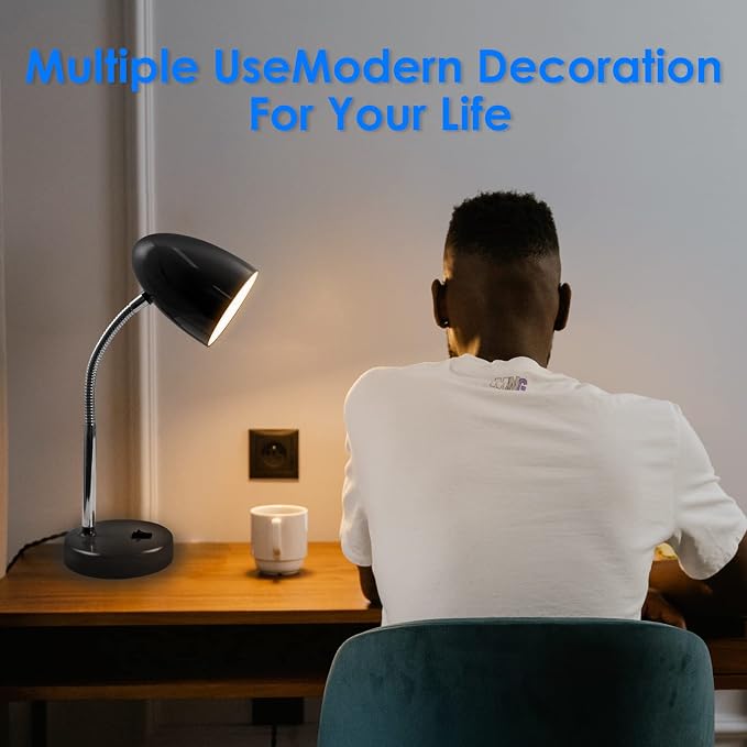 E ENERGETIC LIGHTING LED Desk Lamp, 3.5W 240LM 4000K Cool White Study Lamps for Bedroom and Office, Eye Protection, ETL Listed, Black Table lamp