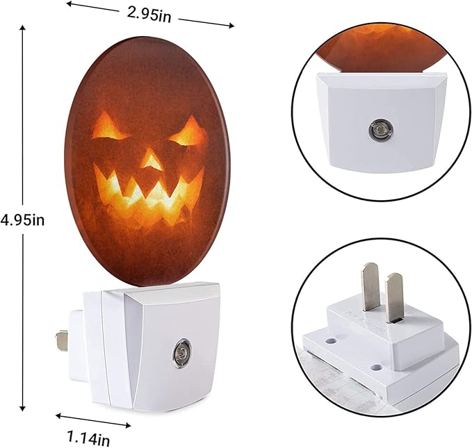 EKOBLA Spooky Pumpkin Face Plug-in Nightlights Halloween Horror Scary Pumpkin Jack Night Lights Plug into Wall Dusk to Dawn Sensor LED for Men Women Boys Girls