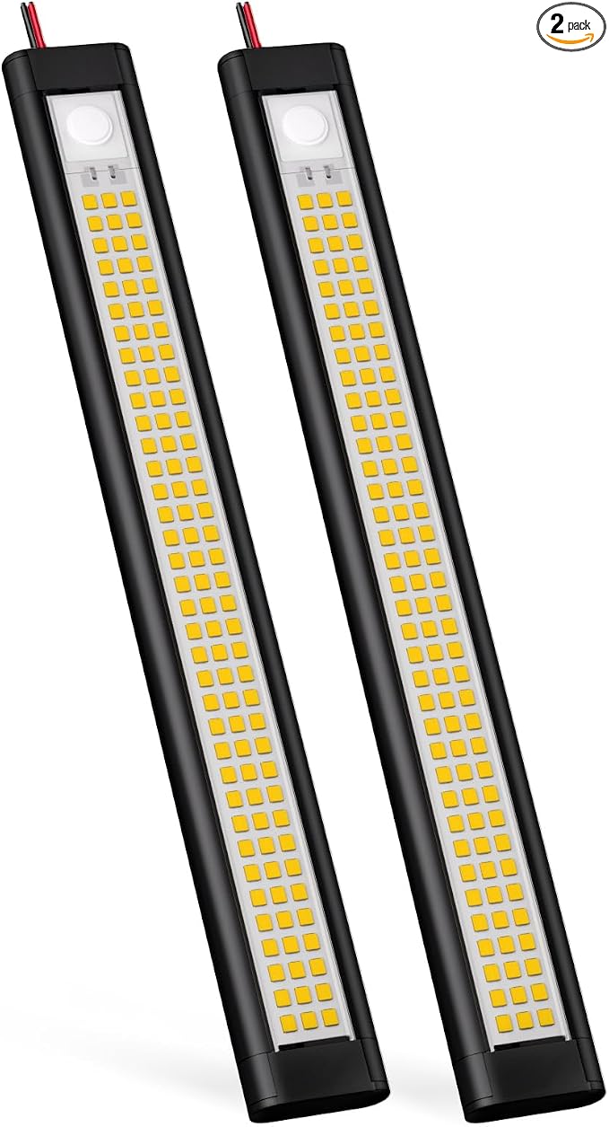 12 Volt Light Strip, 12V Light LED, Enclosed Trailer Lights, Light for RV Interior, String Lights for Trailer, Truck, Van, RV(2Pack, 4000K, Black)