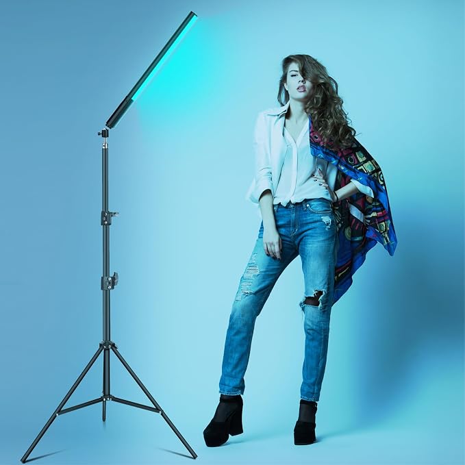 2 Pack RGB Photography Light Kit with 6.5ft Tripod & Remote, Dimmable LED Light Wand Sticks 2500k-6500k 36 Colors, Studio Lights for Photography Video Fill Light Portrait Product Live Streaming