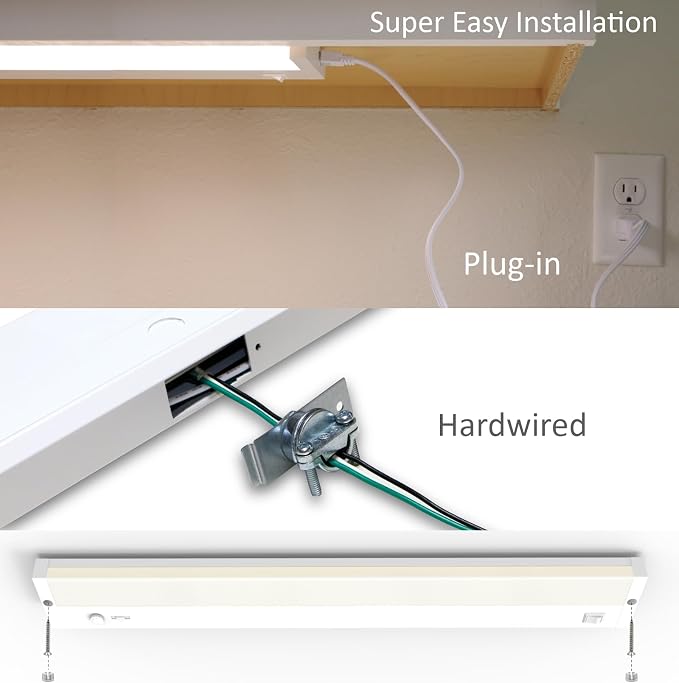 Under Cabinet Lighting Plug in or Hardwired Built-in Dimmer, 40 Inch 20W, 5CCT 2700/3000/3500/4000/5000K, Linkable Counter Lights for Kitchen, ETL Dimmable LED Light Fixture, White