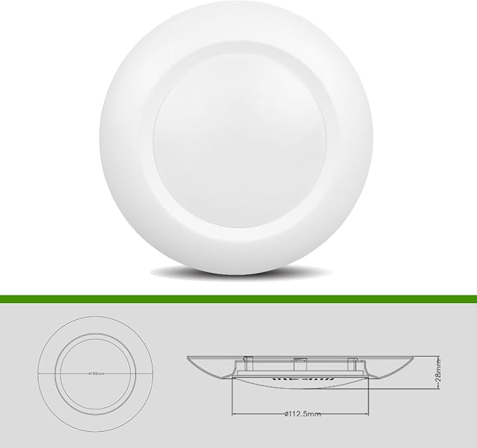 8 Packs 6 Inch LED Low Profile Recessed & Surface Mount Disk Light, Round, 15W, 900 Lumens, 5000K Daylight White, CRI80, Driverless Design, Dimmable, ETL Listed, White