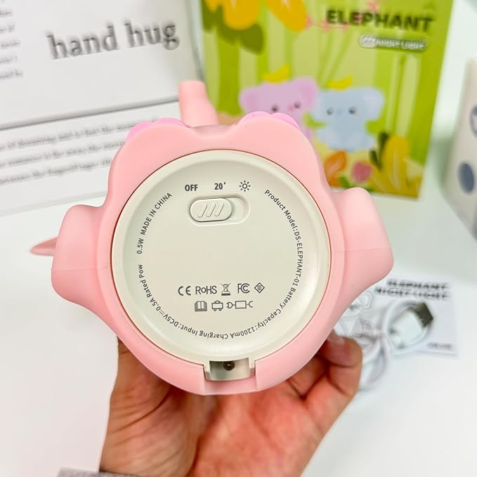 QANYI Elephant Night Light for Kids, Pink Elephant Lamp with Dimming Nursery Night Lamp Rechargeable Animal Light for Breastfeeding Timer & Touch,Valentines Gifts for Baby Girls Childrens Women