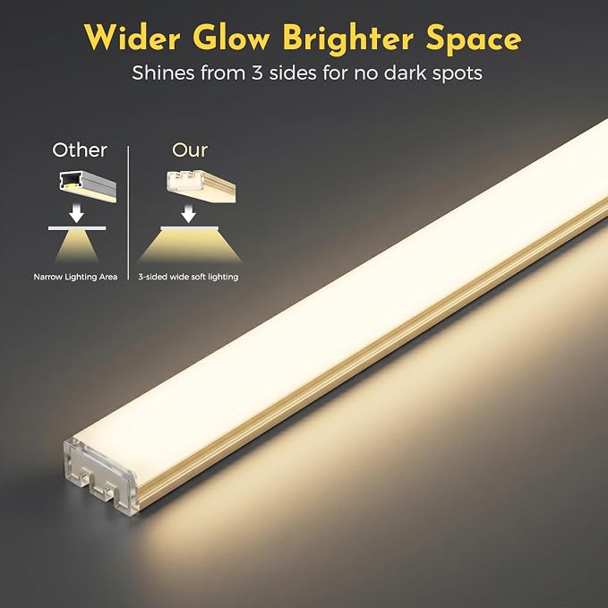 V4light Under Cabinet LED Lighting Bars, 6Pcs Gold, Plug-in, Dimmable | 0.3in Ultra-slim aluminum bars with touch dimmer & remote, 2700K–6500K adjustable, ideal for closet, shelf & display cabinet