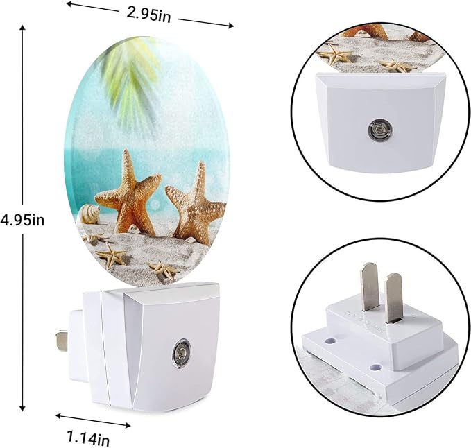 EKOBLA Starfish Night Light, Summer Ocean Coastal Nautical Theme Night Lights Plug Into Wall with Dusk to Dawn Sensor for Kids and Adults Home Decor